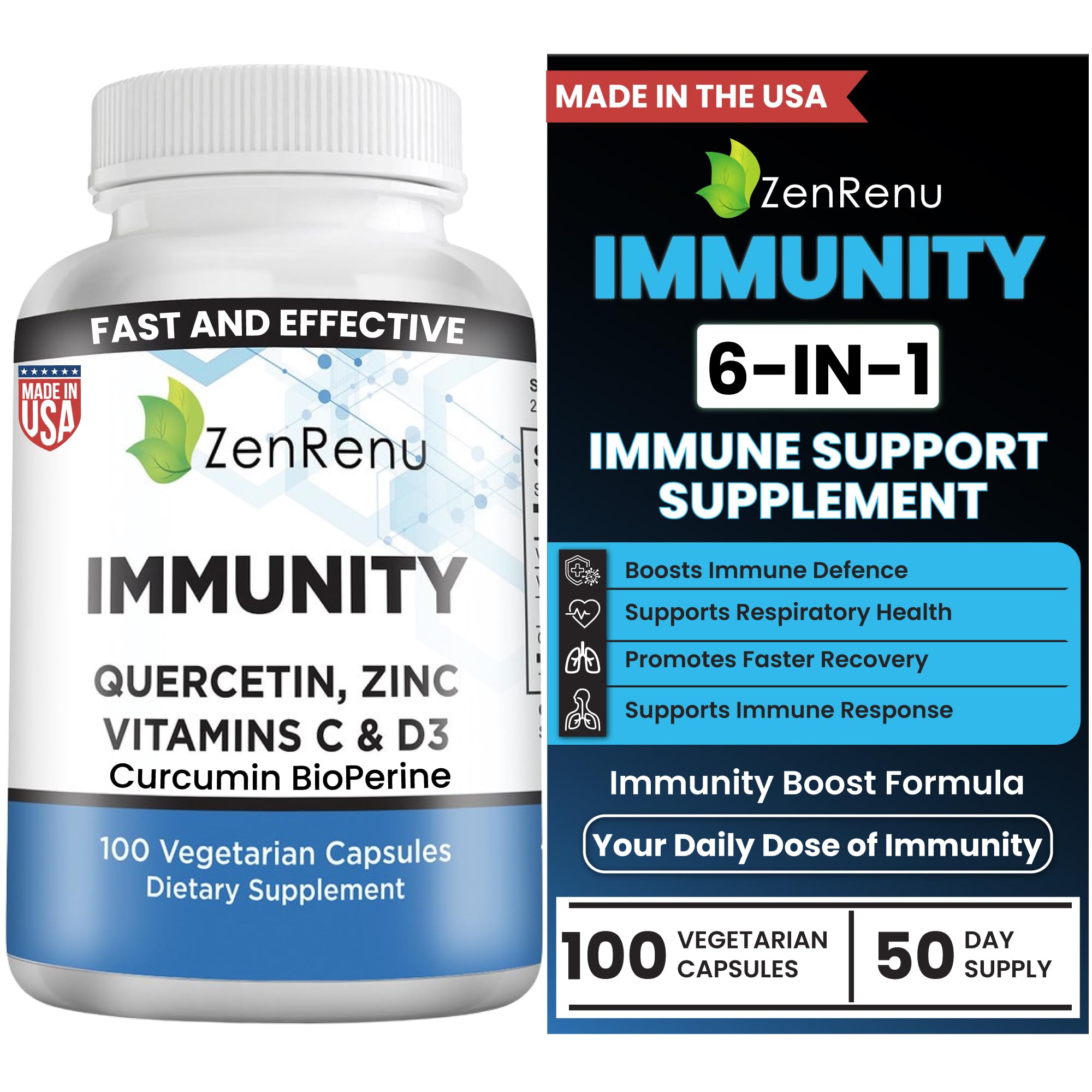 Zenrenu Immunity Quercetin 700mg bottle showing antioxidant support for daily wellness