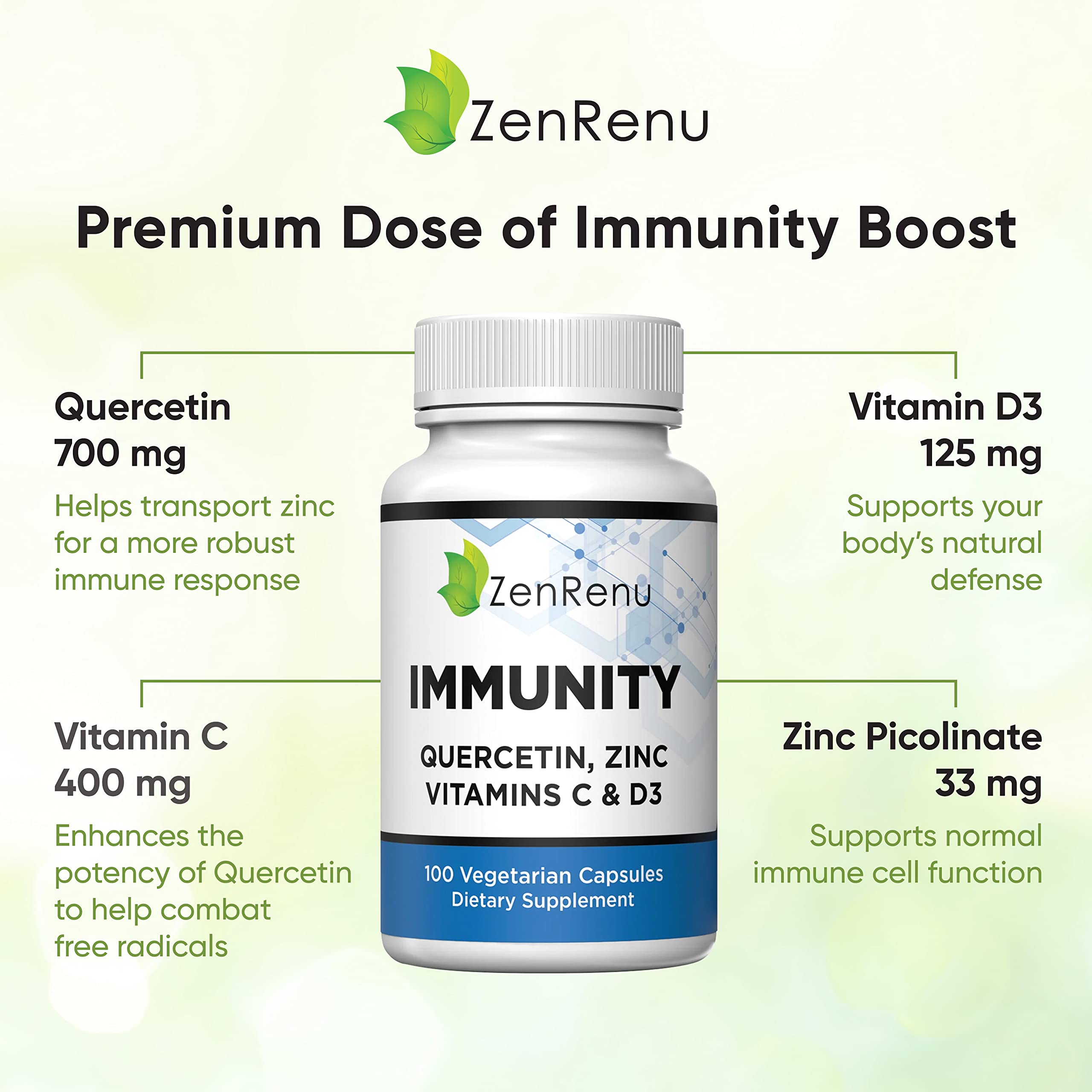 Zenrenu Zinc Picolinate capsules highlighting mineral balance for immune function