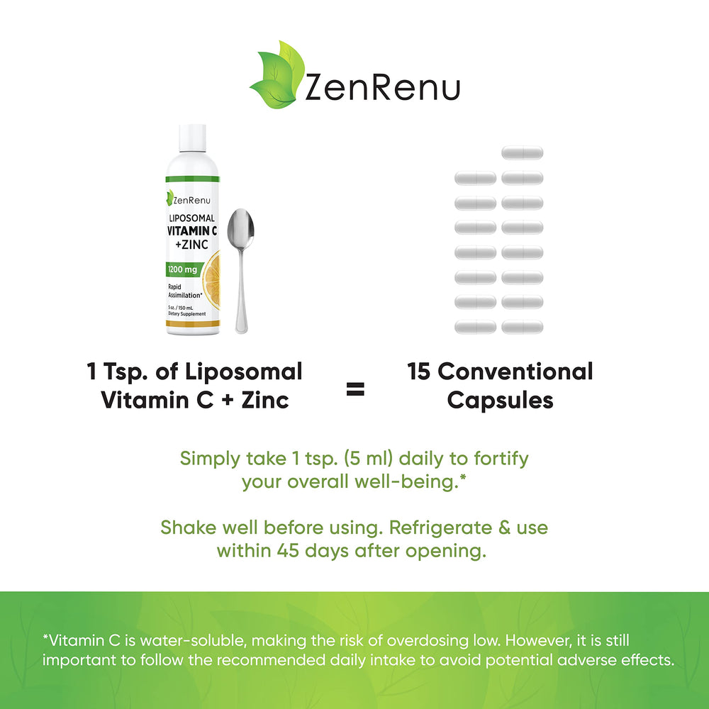 Zenrenu liposomal vitamin C + zinc liquid citrus splash flavor