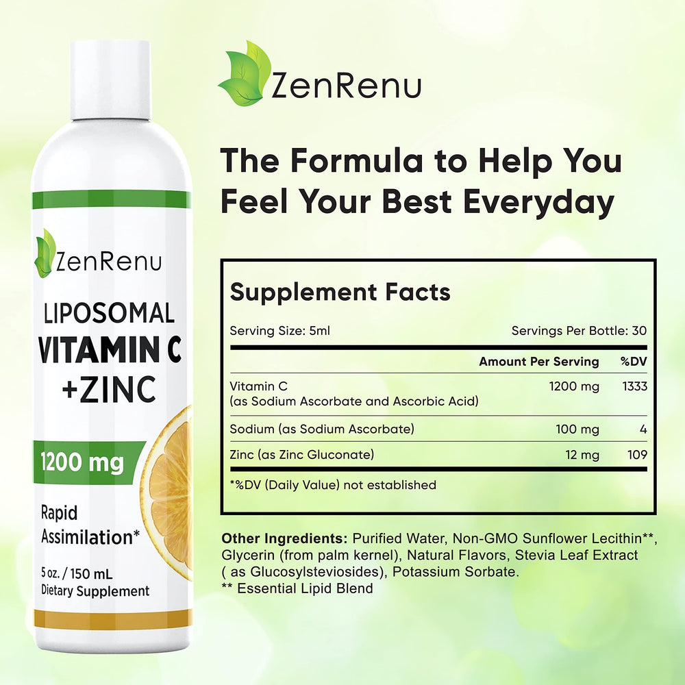 Zenrenu liposomal vitamin C + zinc liquid poured into juice for daily intake