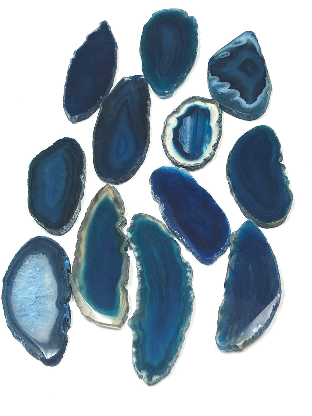 Zentron blue agate slice highlighting natural banding for crafts and art.