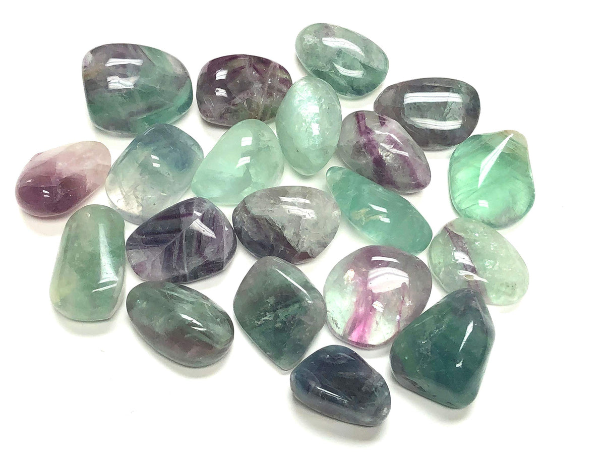 Zentron Crystal Collection rainbow fluorite tumbled stones for meditation and decorative display