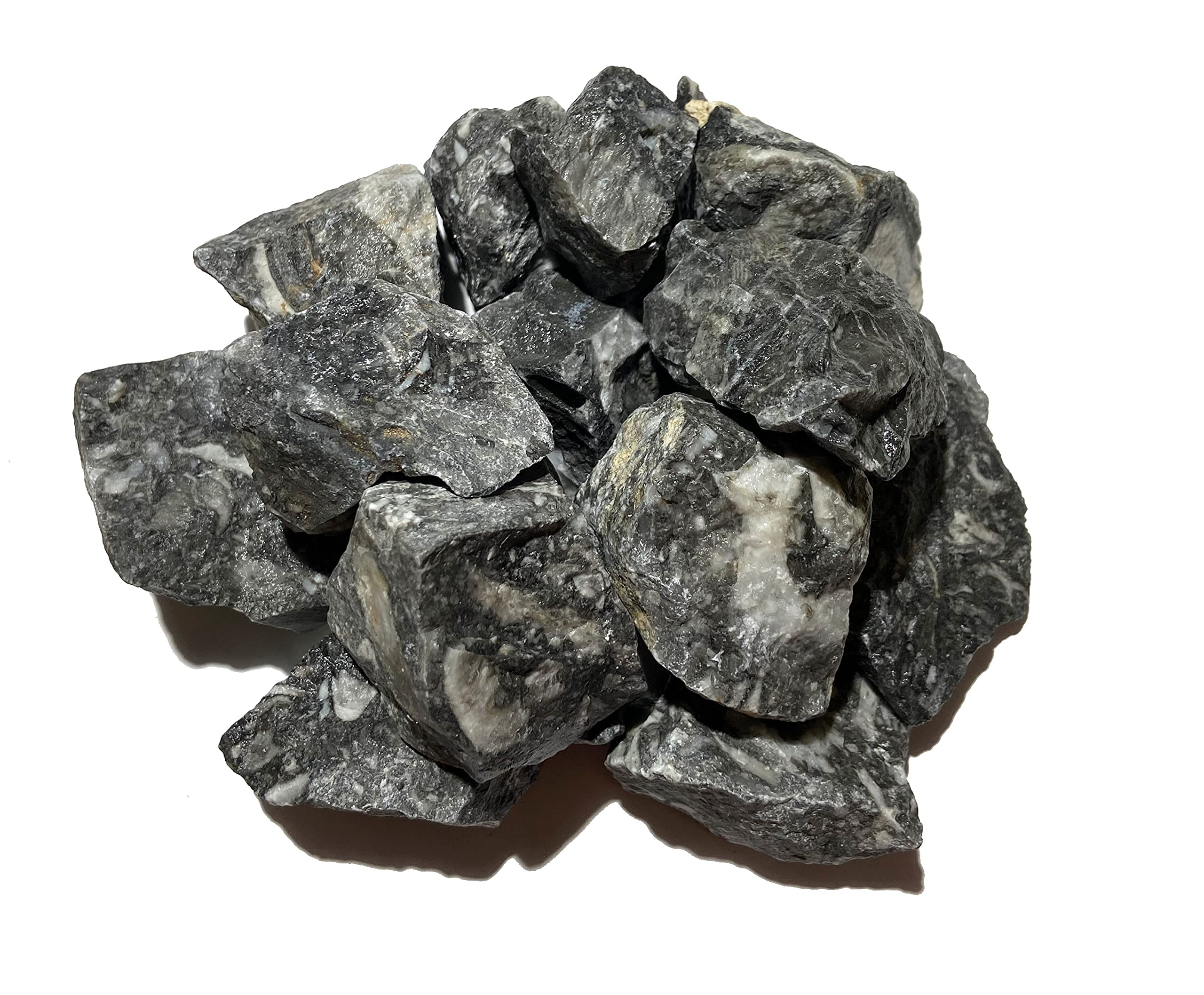 Zentron Rough Fossil Stone half-pound bag with assorted brown and grey pieces for lapidary.
