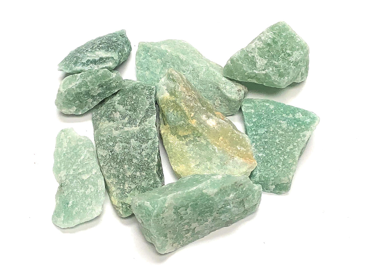 Zentron Rough Green Aventurine stones in a velvet bag for storage and crafting use.