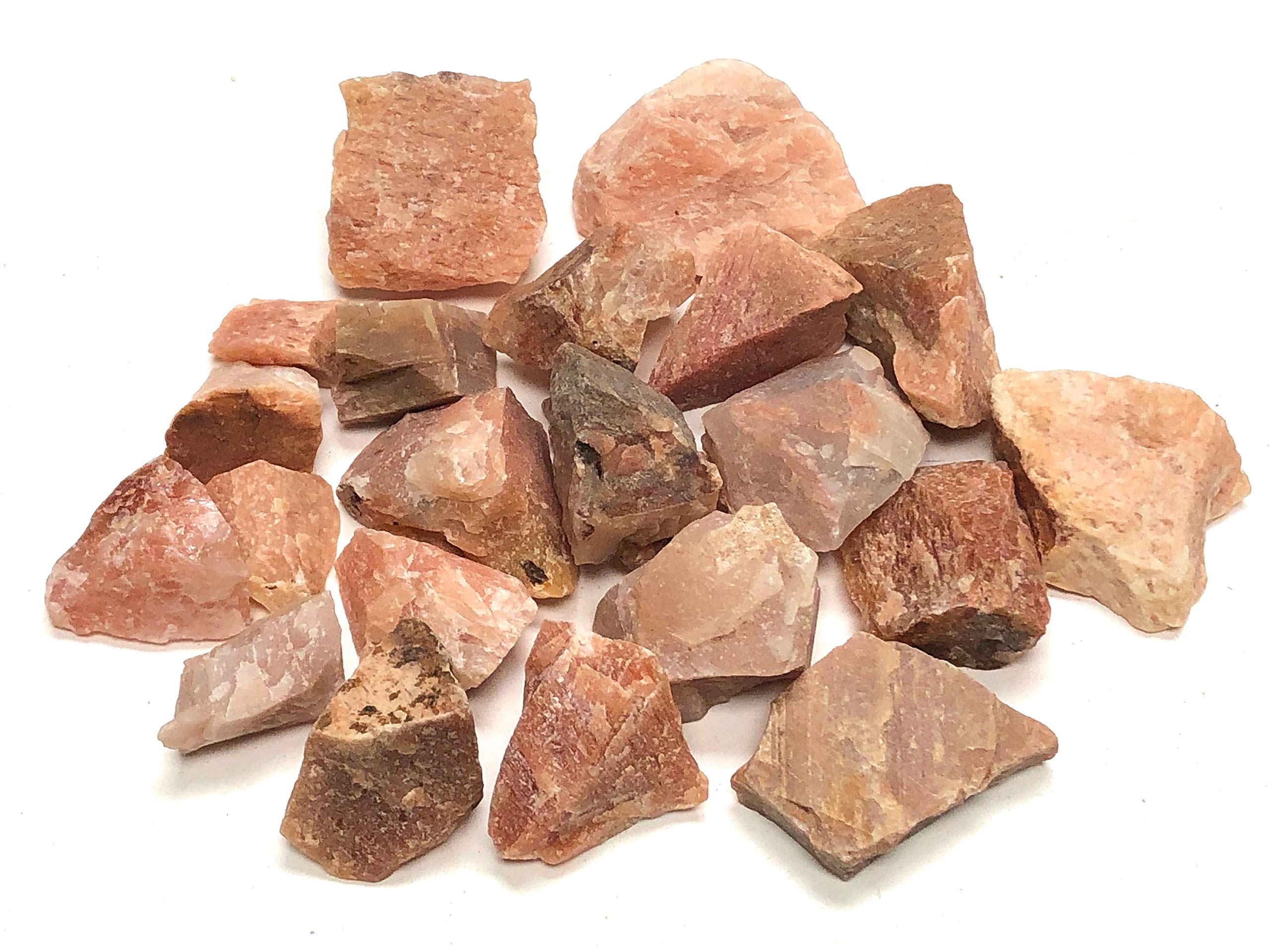 Zentron peach aventurine rough stones in a half-pound bag ready for tumbling.