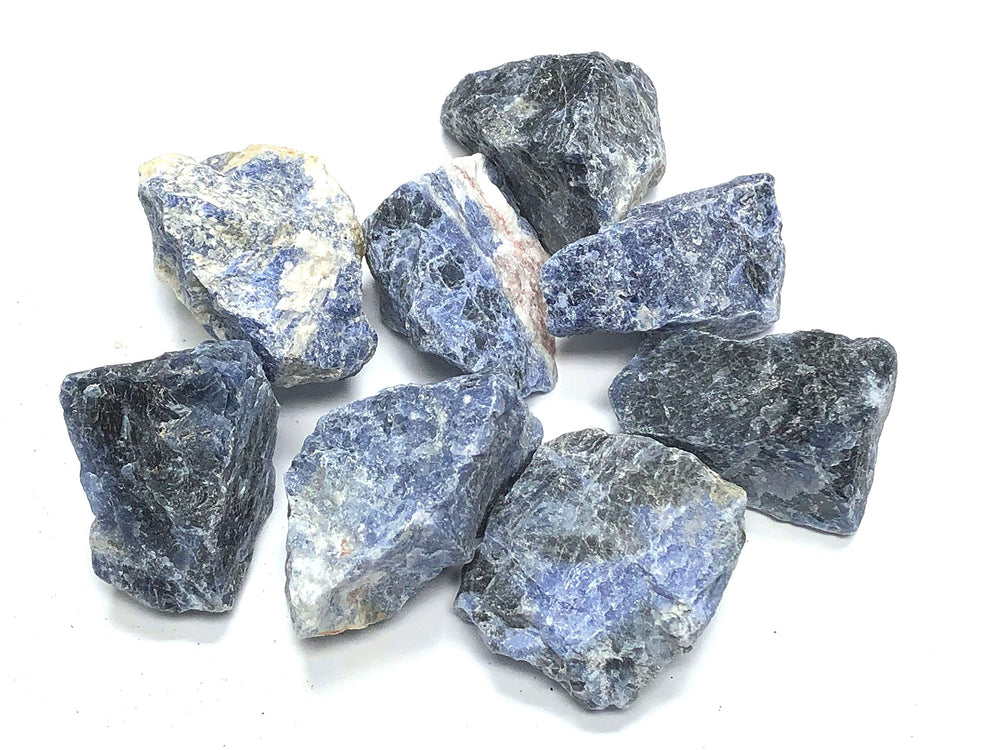 Zentron Rough Sodalite blue veins close-up for lapidary and decorative uses.