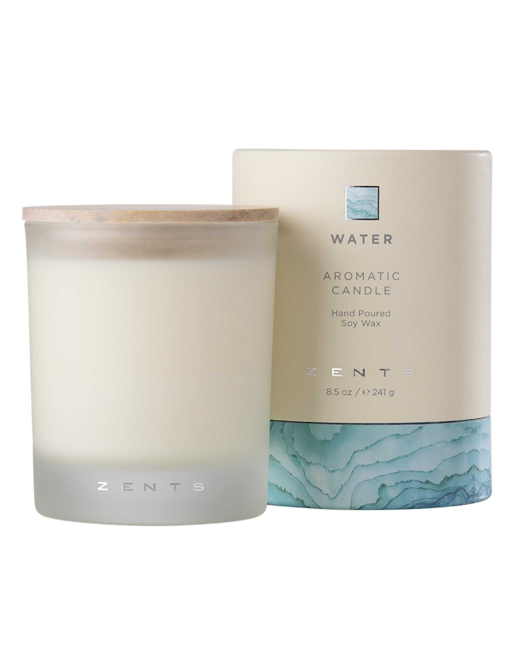 Zents Water candle in frosted jar enhances living room ambience