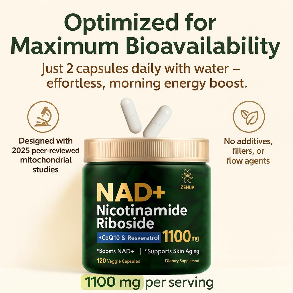 ZenUP NAD+ ingredients infographic visual showcases antioxidants