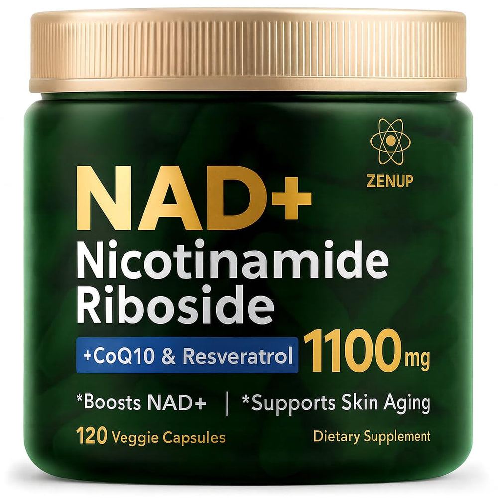 ZenUP NAD+ Supplement bottle front showing liposomal NR for energy support