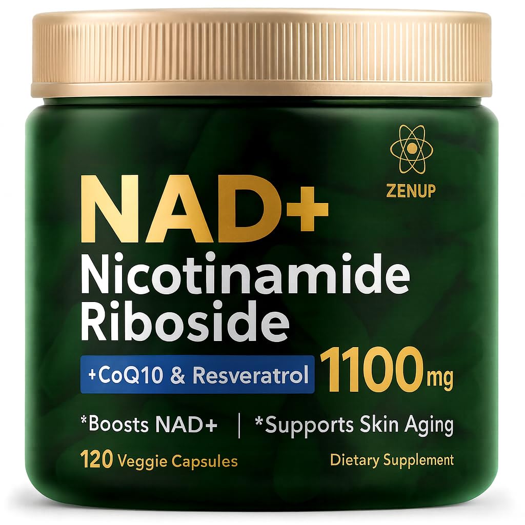 ZenUP NAD+ Supplement bottle front showing liposomal NR for energy support