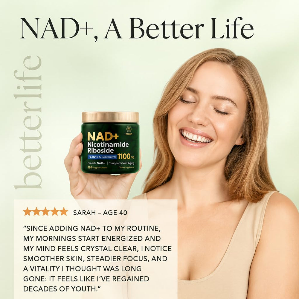 ZenUP NAD+ glass of water with capsules ready to take