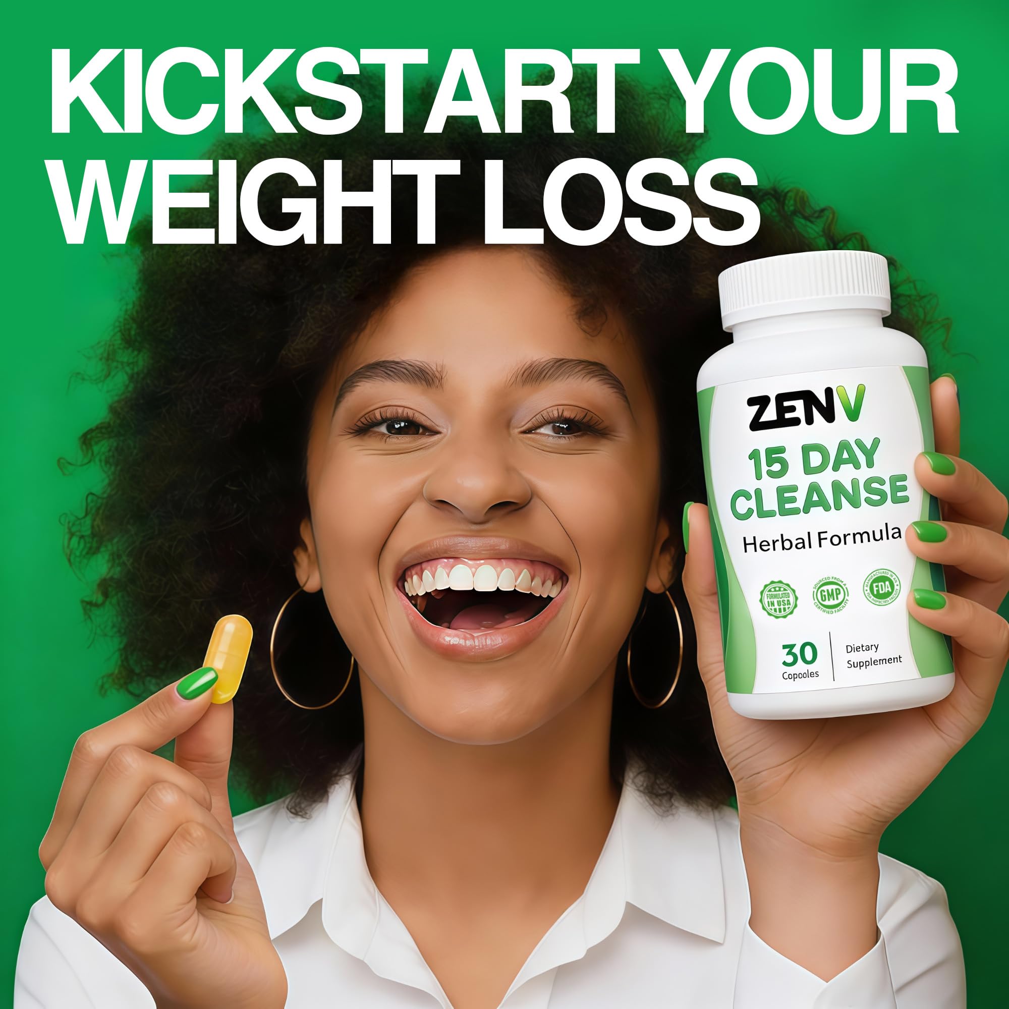 ZENV 15 Day Cleanse capsules with psyllium husk and aloe blend.