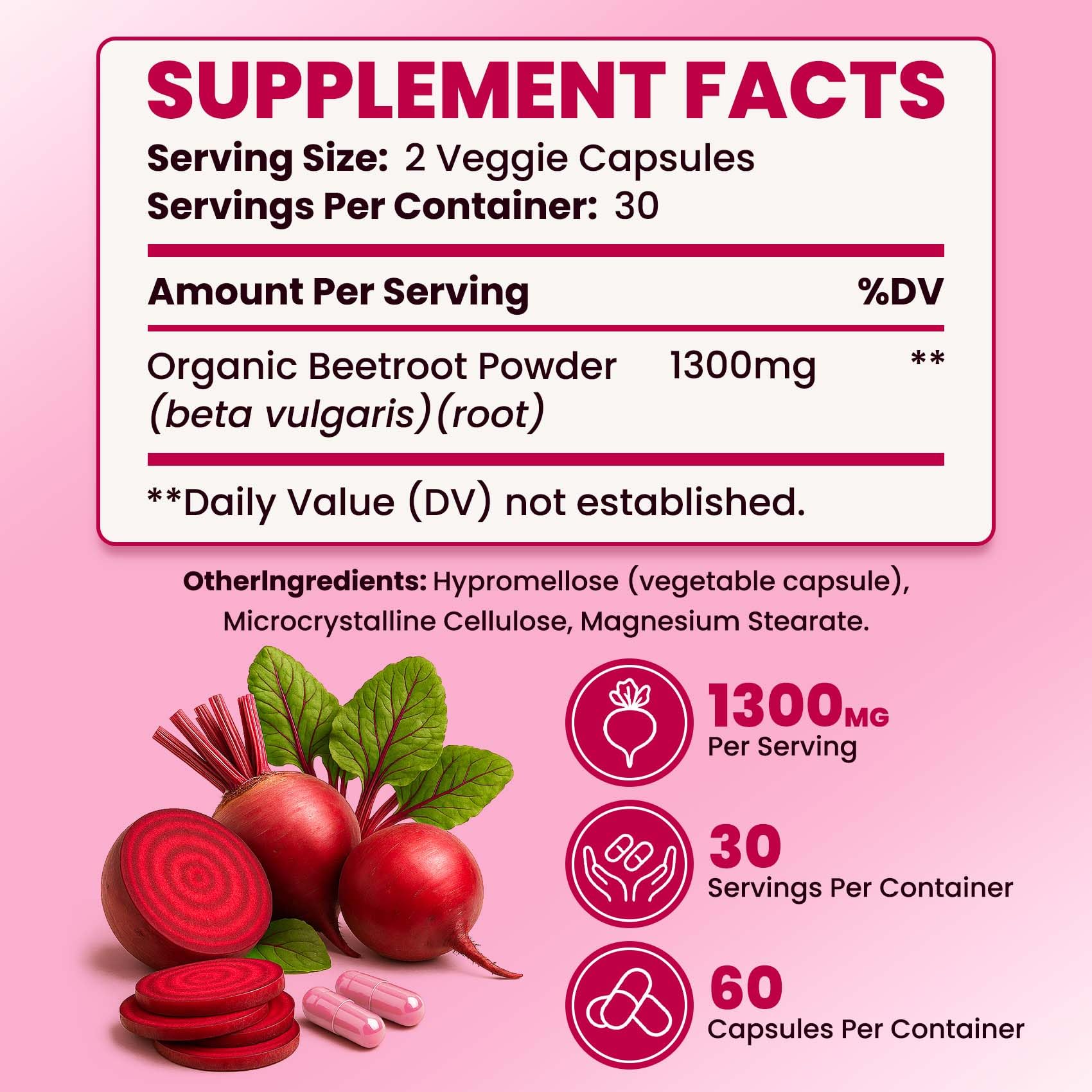 ZENVIVIAN Beetroot Capsules glass bottle with fresh beet imagery signaling natural roots.