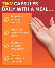 Closeup of Zenwise Health liposomal vitamin C capsules for gentle digestion and convenience.