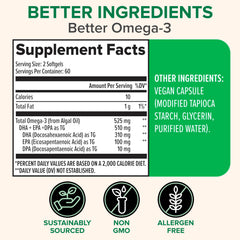 Zenwise vegan algae capsules highlighting EPA DHA DPA content