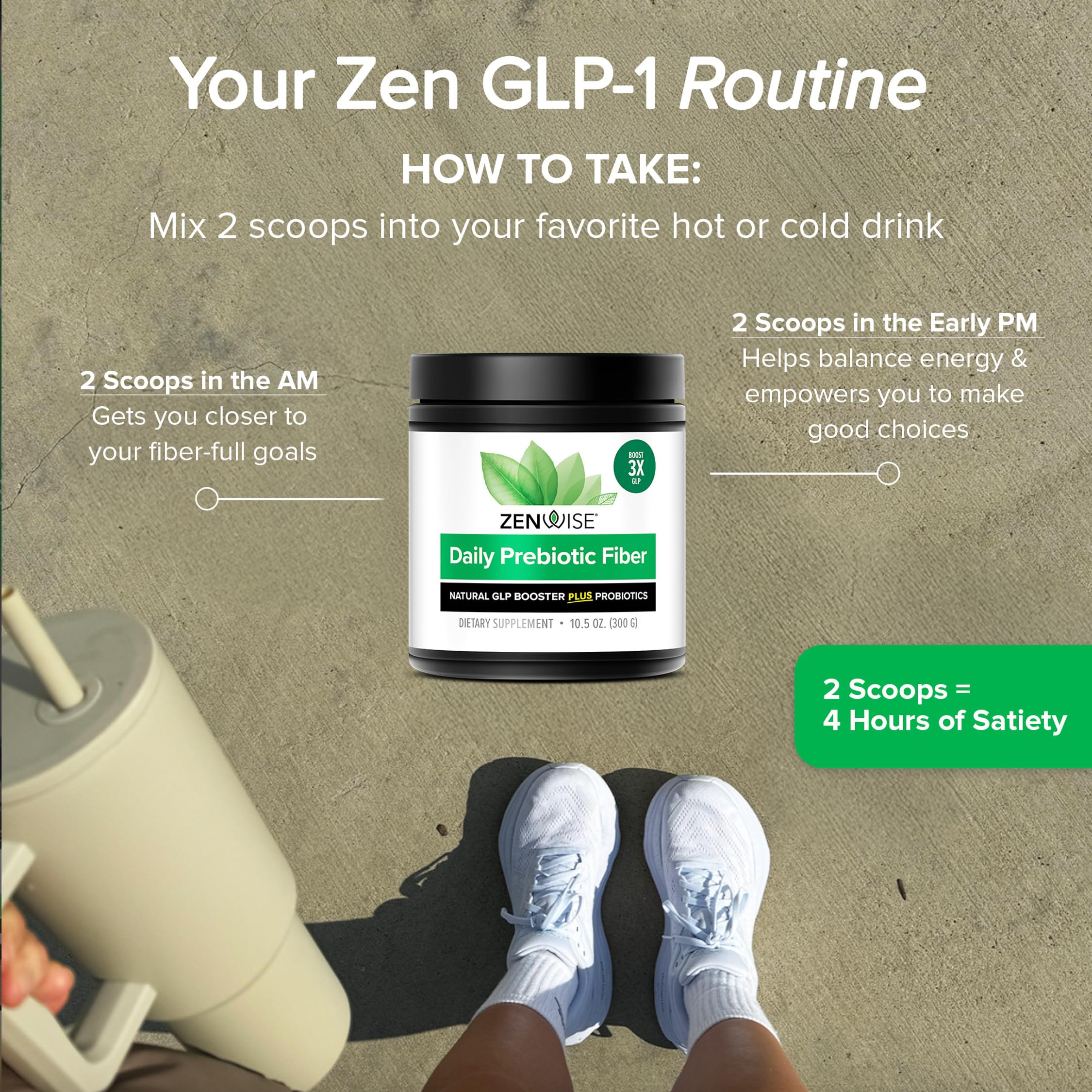 Zenwise Health ZenGLP-1 prepared beverage suggesting potential digestive benefits.