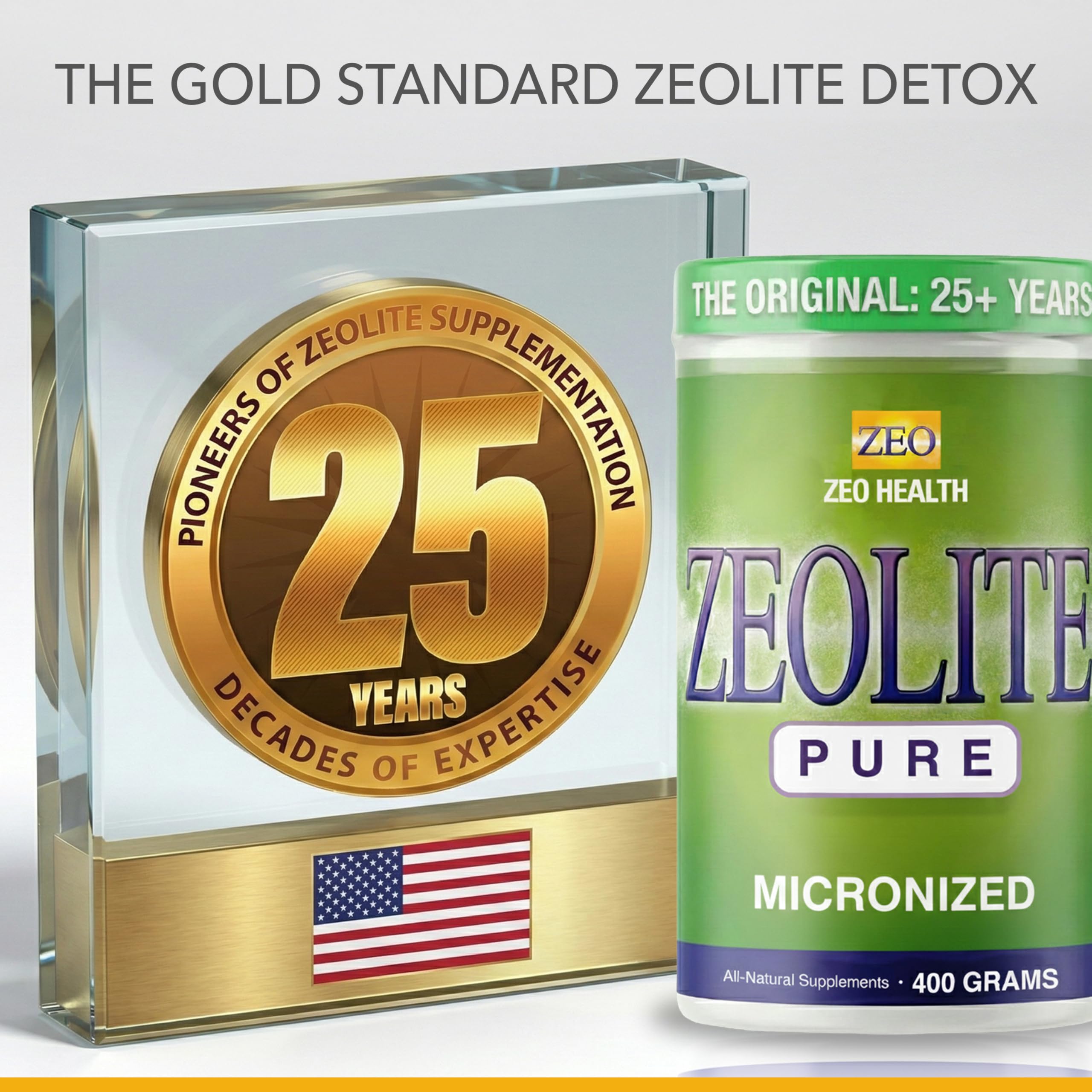 Glass with water and Zeolite Pure depicting a gentle cleanse routine