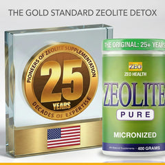Glass with water and Zeolite Pure depicting a gentle cleanse routine