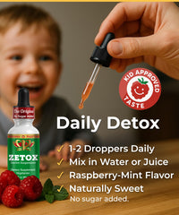 Zeo Health ZETOX ingredient label highlights premium clinoptilolite with B12 and D3.