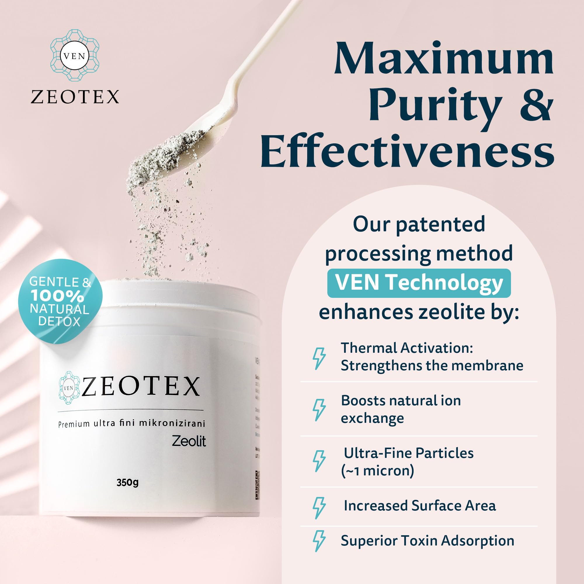 Zeotex dissolved in water ready-to-drink mix for daily hydration.