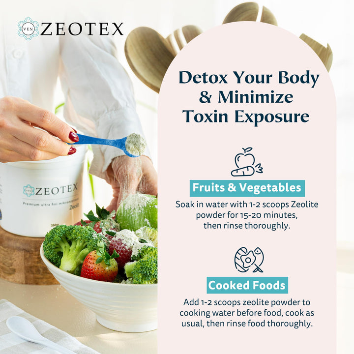 Zeotex tooth powder application supports a natural oral care routine.