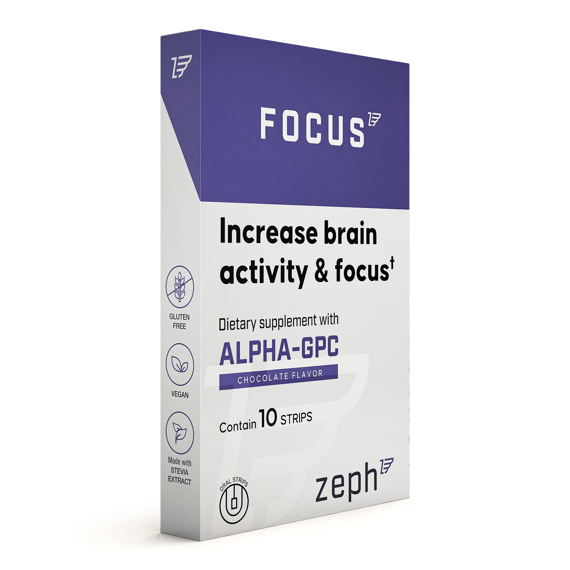 ZEPH Focus bottle close-up shows premium capsules for mental clarity.
