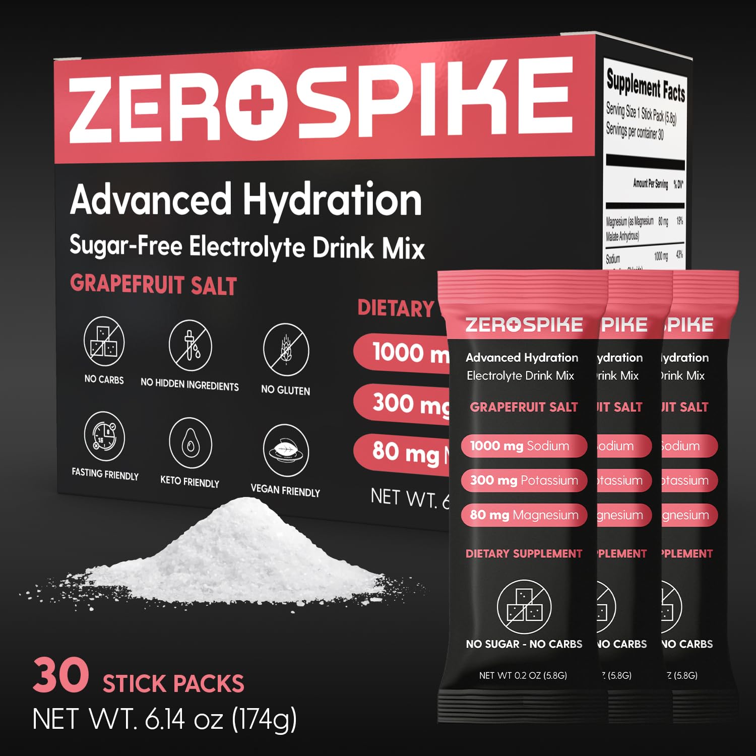 Zerospike electrolyte stick grapefruit close-up showing fast absorption.