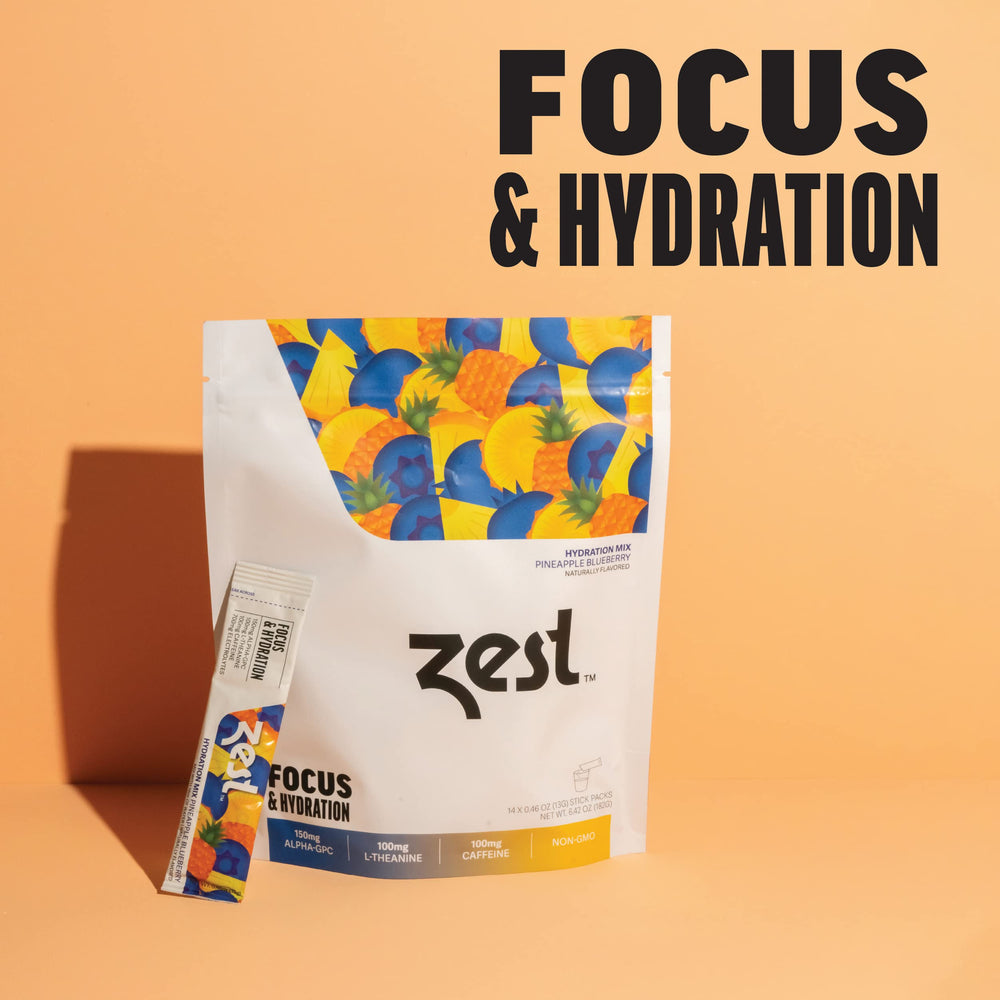 Zest Focus caffeine and L-Theanine blend boosts smooth energy without crash