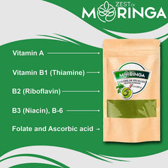 Zest Of Moringa green drink mixing — vibrant color and vitamin boost for beverages.
