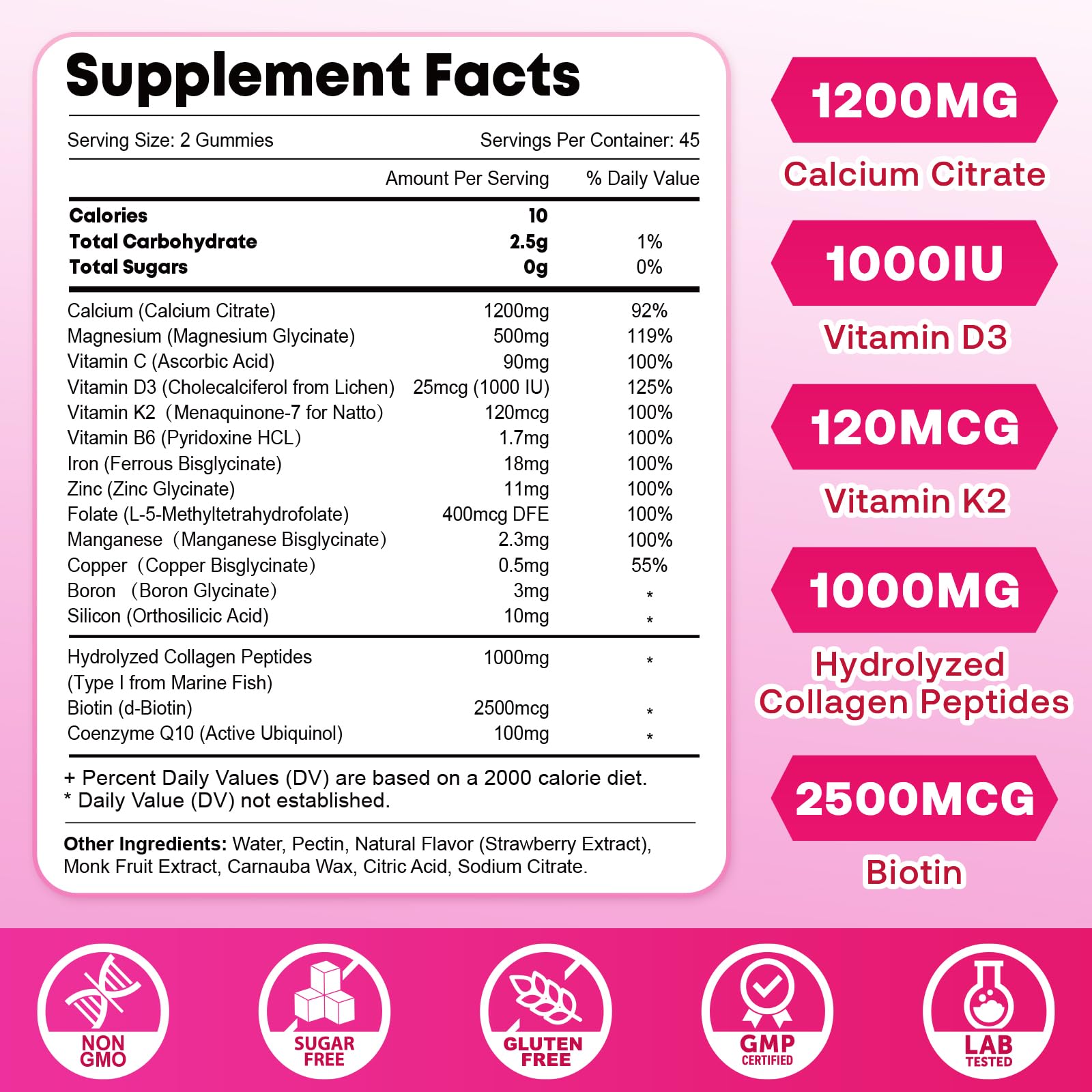 Zetelixia calcium citrate 1200mg with D3 and K2 provides targeted bone density support.