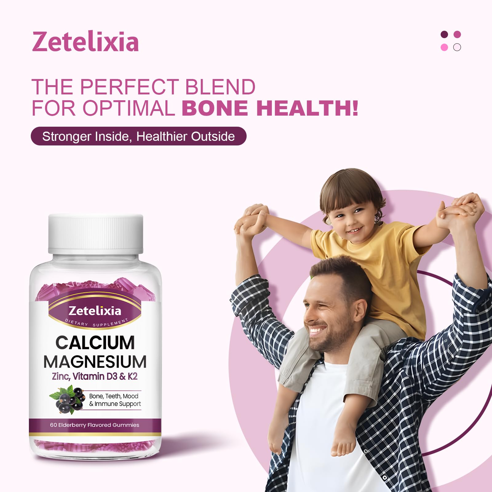 Vibrant elderberry-flavored gummies with natural ingredients.