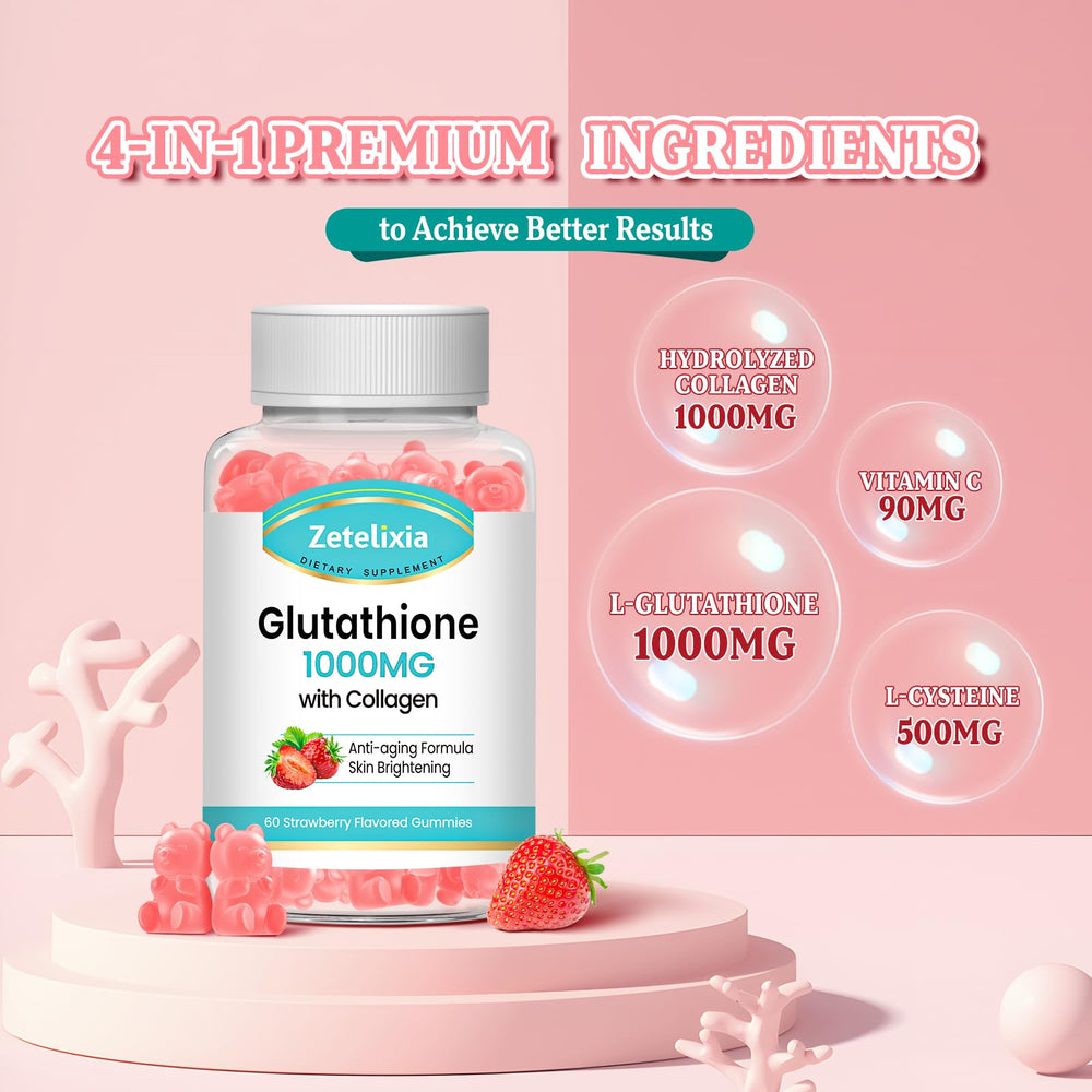 Gummy close-up reveals vitamin C and collagen ingredients for skin support