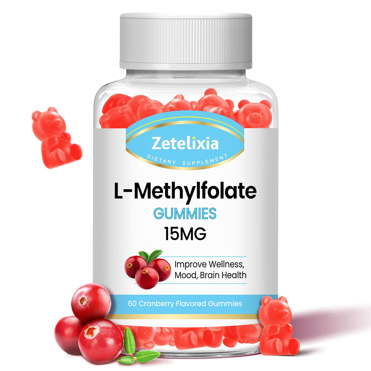 Zetelixia bottle 60-count for convenient daily L-Methylfolate and B12 supplementation