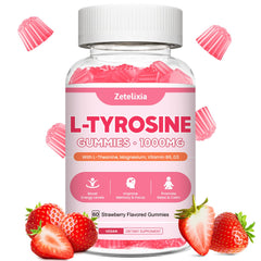 Zetelixia L-Tyrosine Gummies bottle with strawberry flavor for daily focus