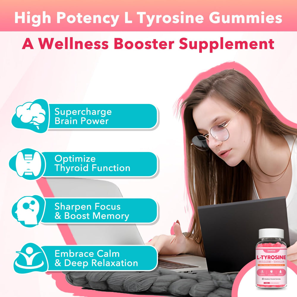 Close up of Zetelixia L-Tyrosine Gummies texture for easy daily use