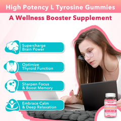 Zetelixia L Tyrosine Gummies open pack showing 120-count bottle