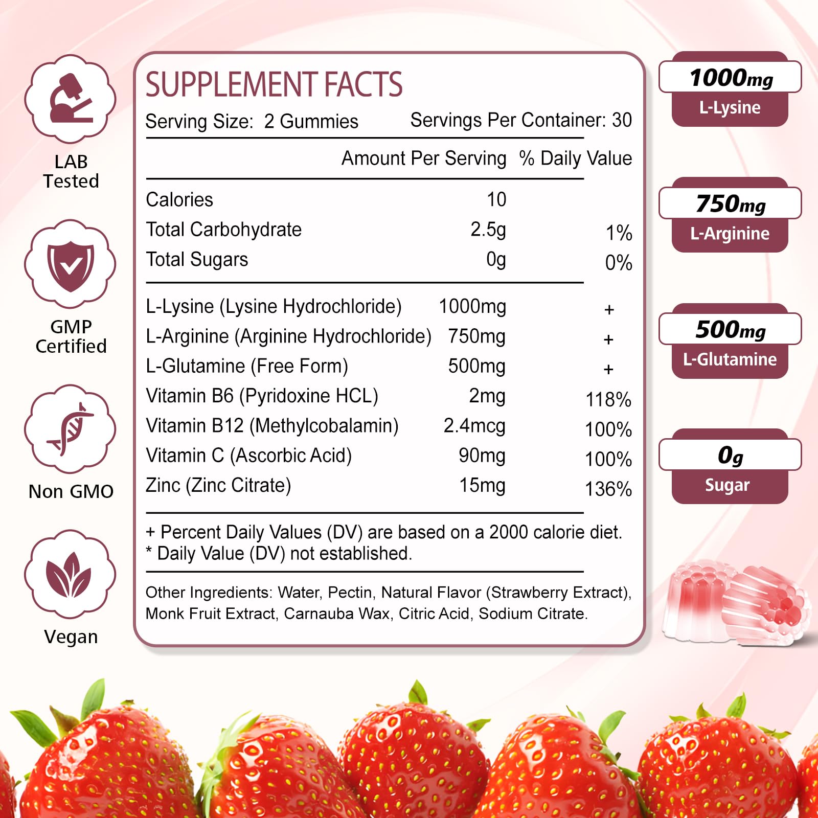 Zetelixia Lysine Gummies kids-friendly flavor strawberry appeal