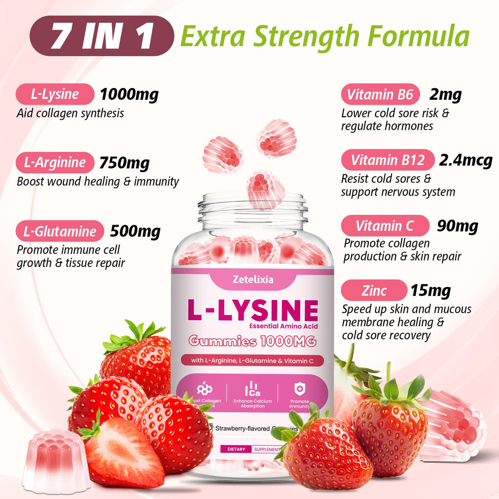 Zetelixia Lysine Gummies texture close-up highlighting chewable form