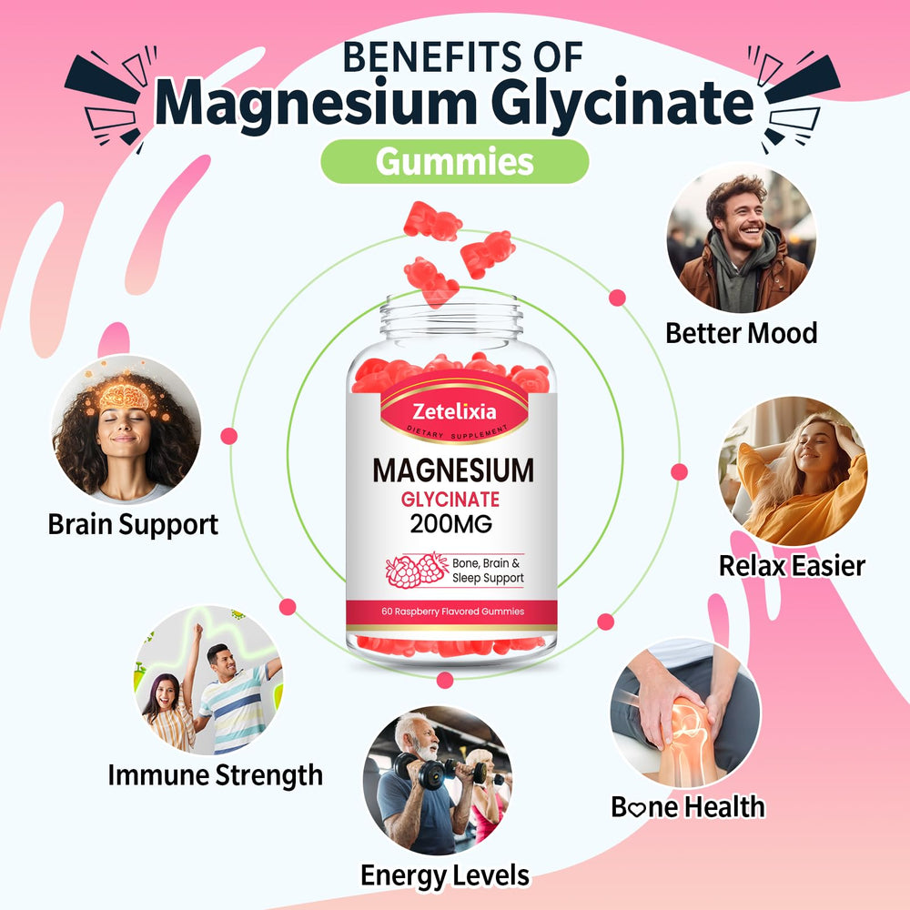 Zetelixia magnesium glycinate gummies label 60-count bottle for daily routine