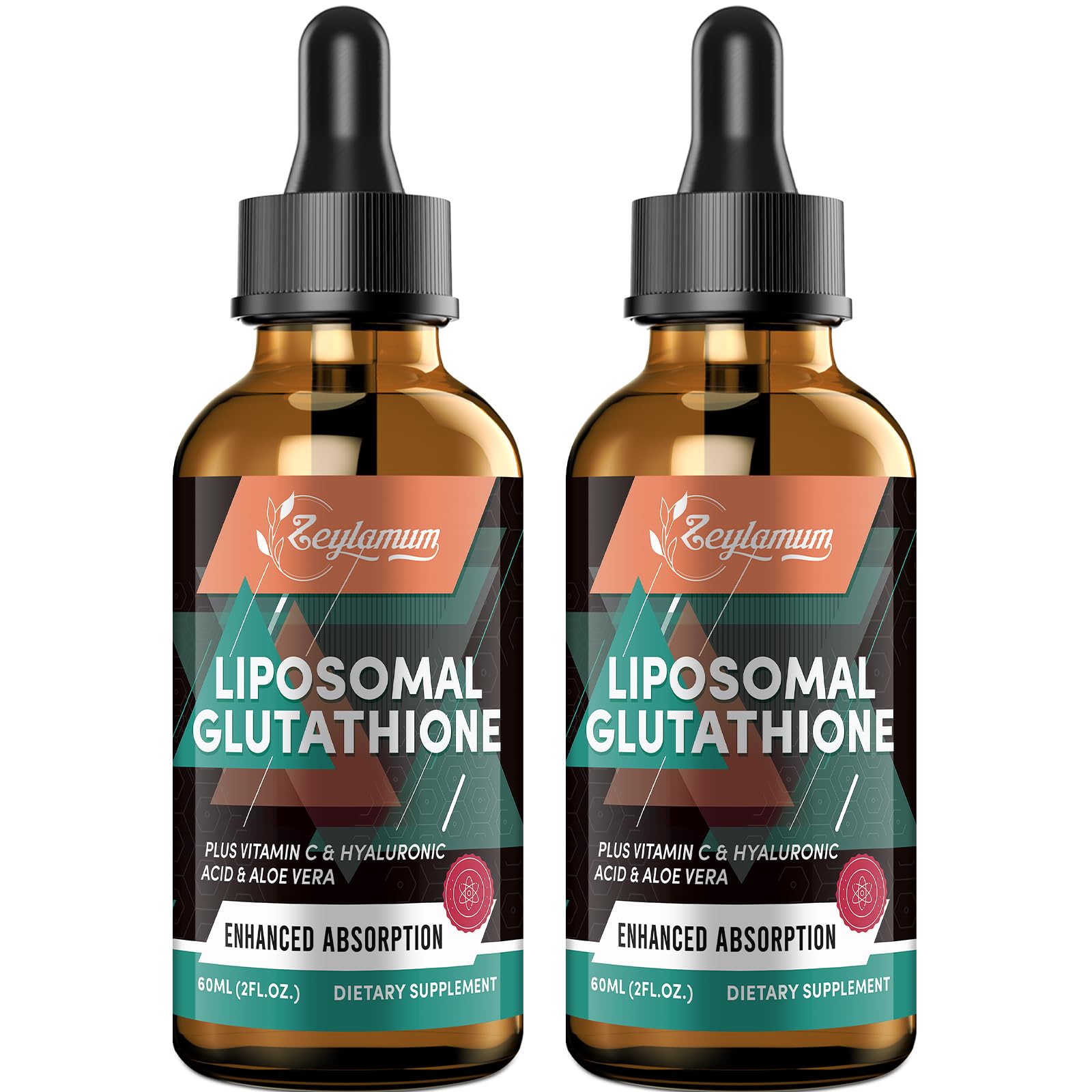 Zeylamum Glutathione liquid bottle highlighting ultra-high absorption and premium formulation.