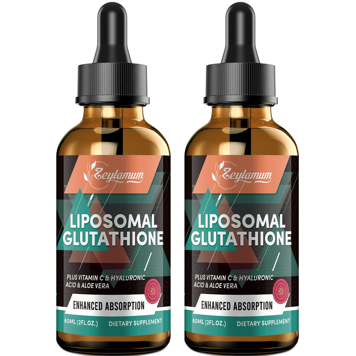 Zeylamum Glutathione liquid bottle highlighting ultra-high absorption and premium formulation.