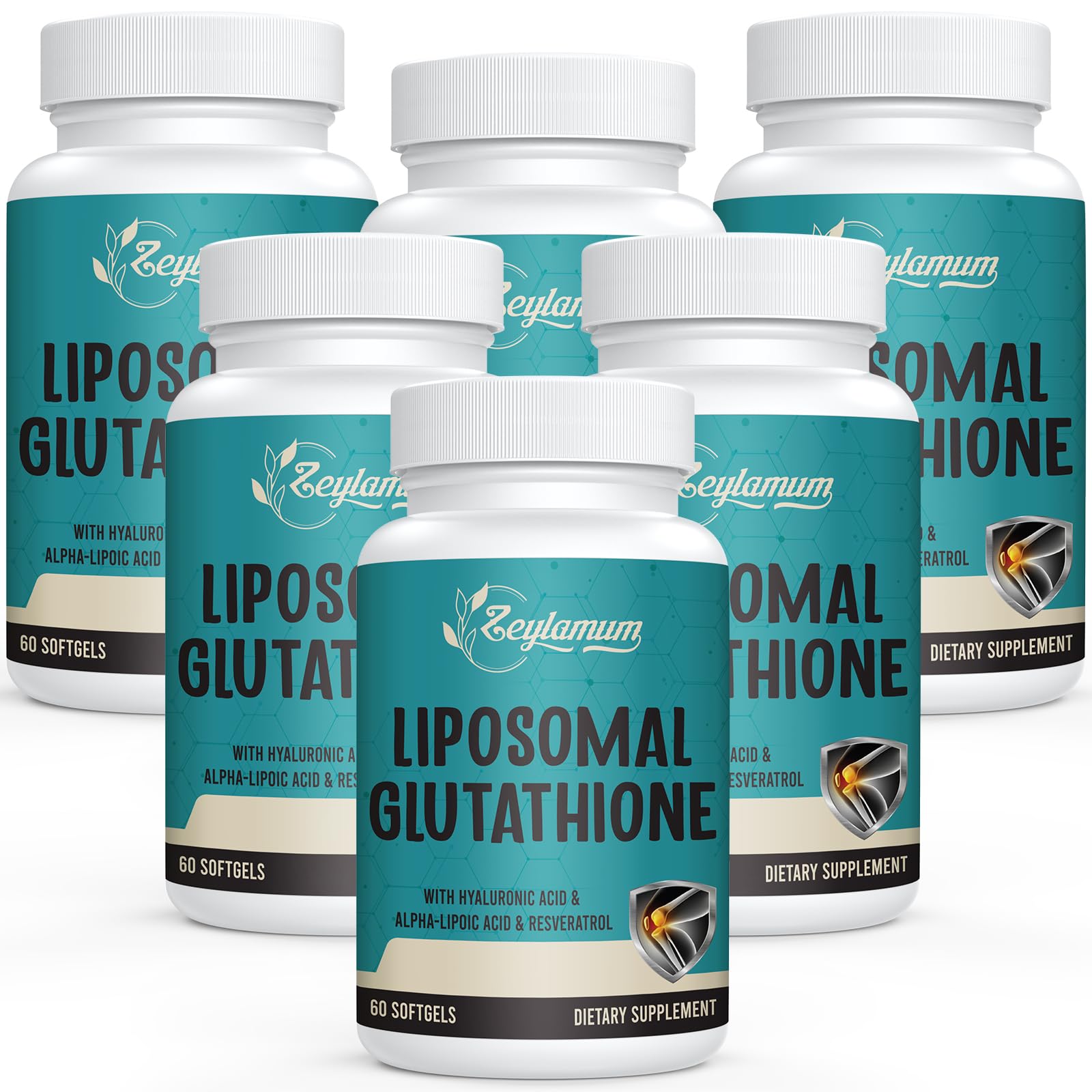 Zeylamum liposomal glutathione softgels bottle front for daily antioxidant support.