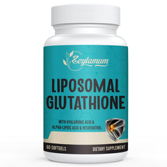 Zeylamum glutathione softgels bottle on white background for easy daily support.