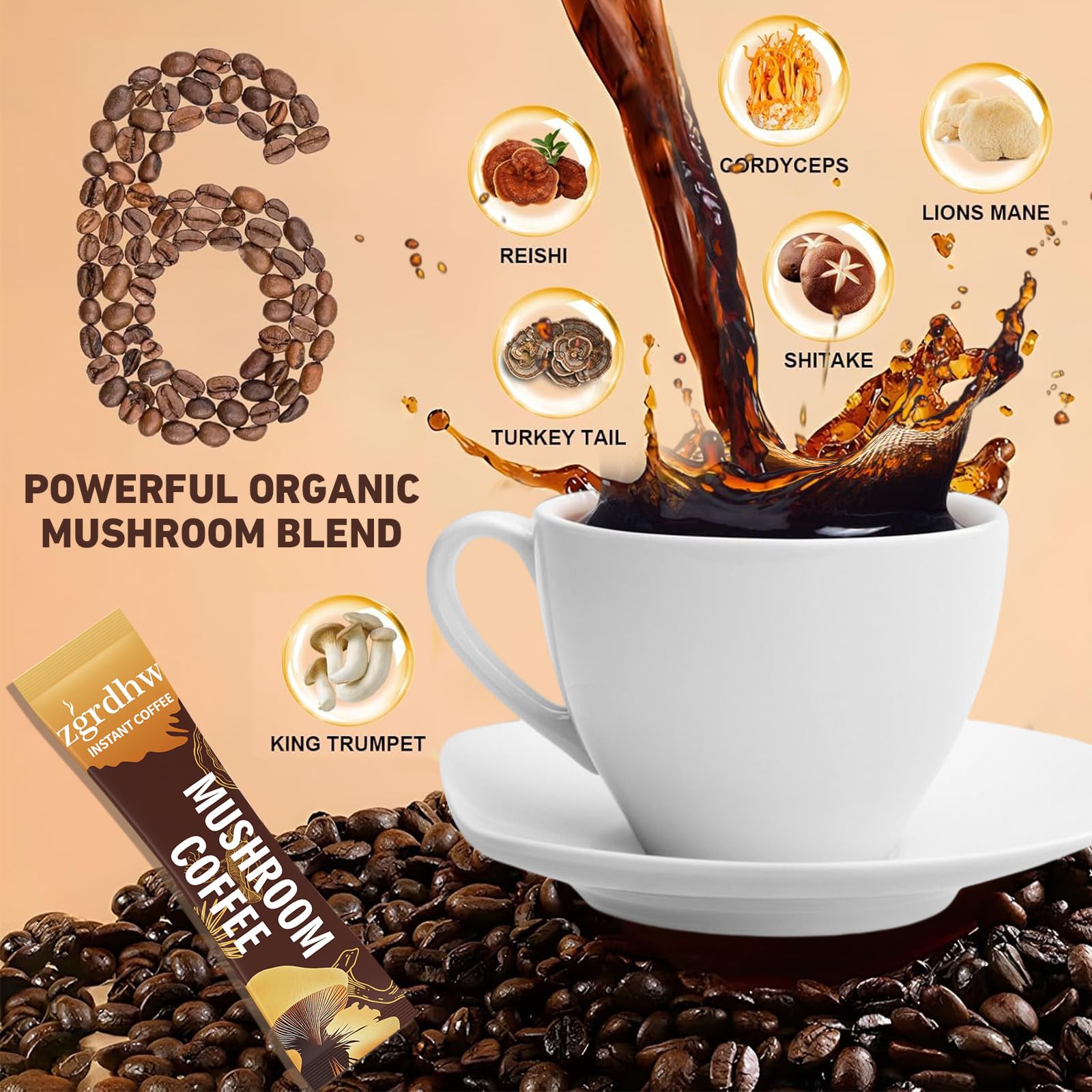 ZGRDHW Mushroom Coffee reishi sachet promotes balanced energy
