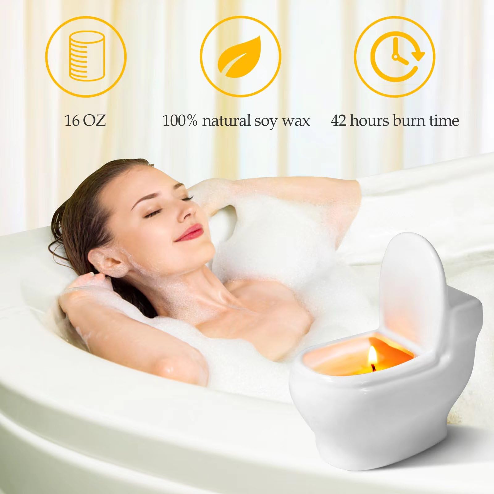 Zhanghe toilet-shaped candle adds a playful focal point for parties and white elephant gifts.