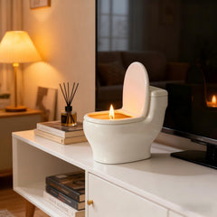 Zhanghe unique toilet-shaped candle adds playful decor and scent.