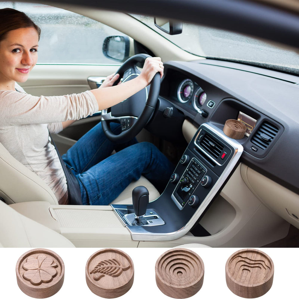 Zhehao wooden diffusers in brown finish provide portable car aroma.