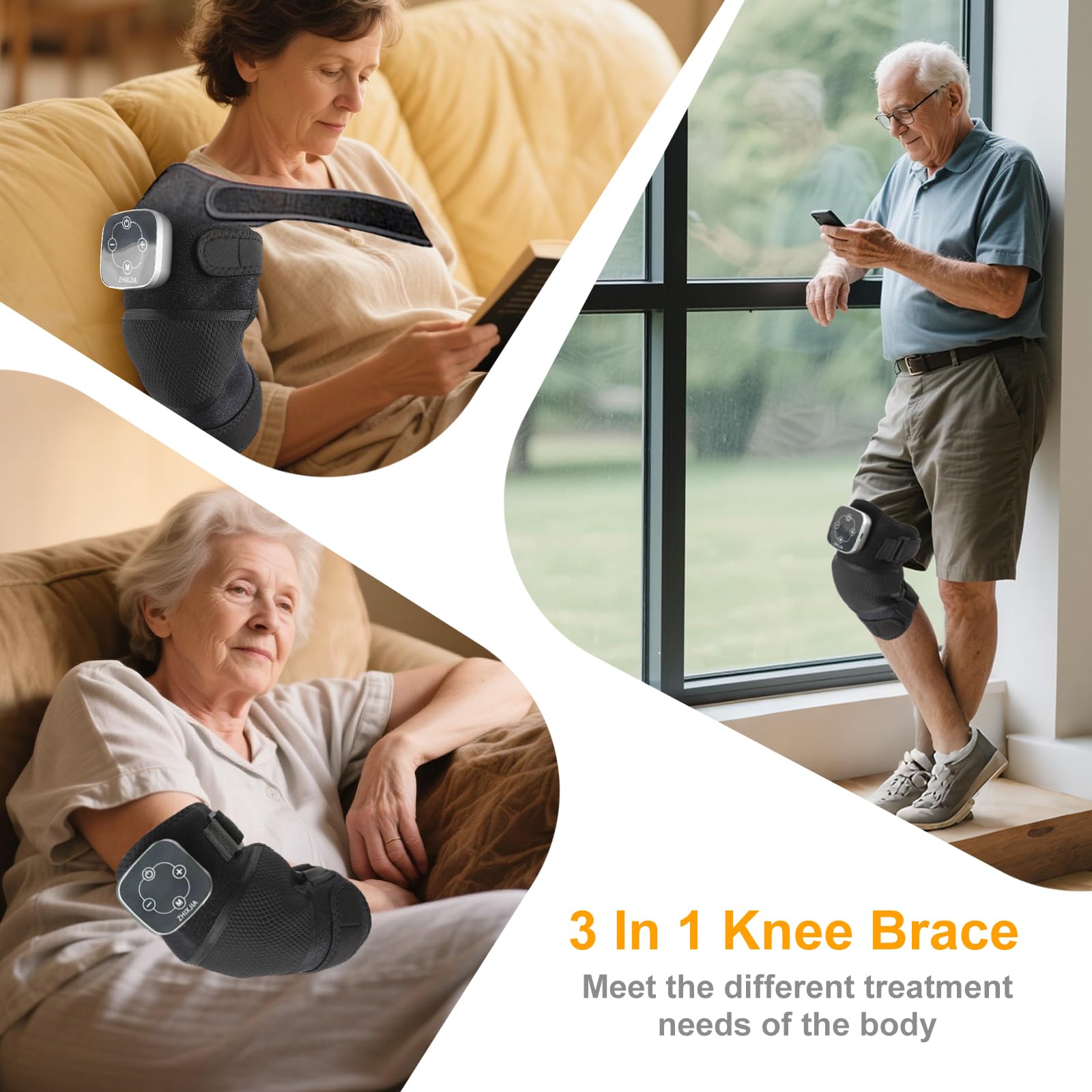 ZHIXJIA knee massager with Velcro straps maintains secure fit