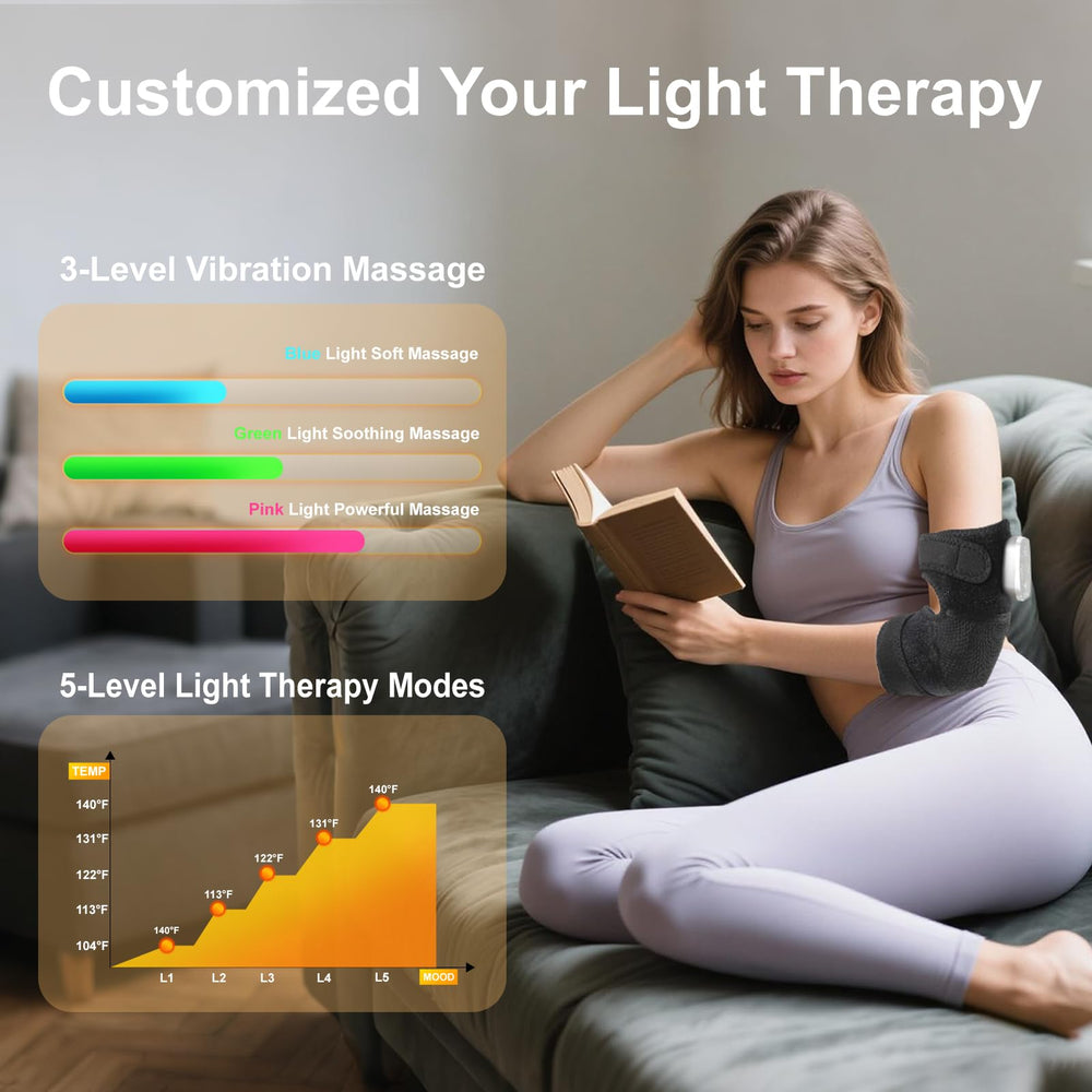 ZHIXJIA knee massager showcasing heating mode and adjustable strap