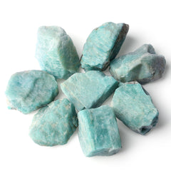 ZHIYUXI Amazonite raw crystals set for tumbling and mindful display.